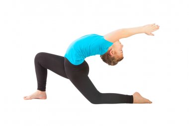 güzel kadının yoguna beyaz arka plan yapması