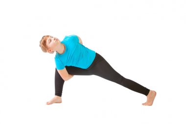 güzel kadının yoguna beyaz arka plan yapması