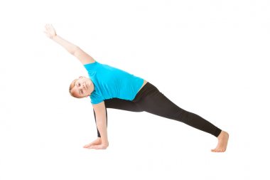 güzel kadının yoguna beyaz arka plan yapması