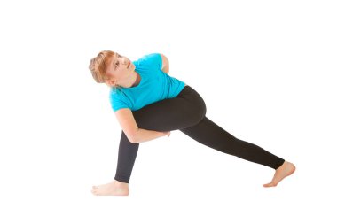 güzel kadının yoguna beyaz arka plan yapması