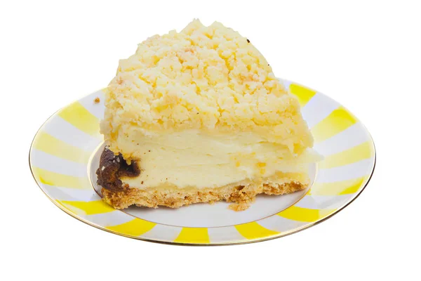 Lahodný horký koláč s tvarohovým sýrem na talíři — Stock fotografie