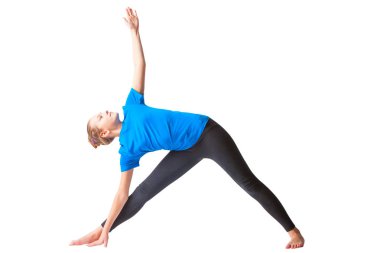 güzel kadının yoguna beyaz arka plan yapması