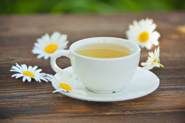 porcelainl Kupası ile yeşil çay tablo