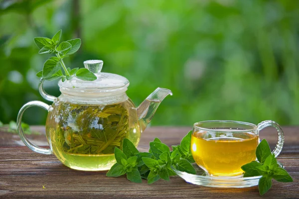 Té verde en una hermosa taza — Foto de Stock