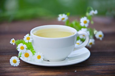 porcelainl Kupası ile yeşil çay tablo