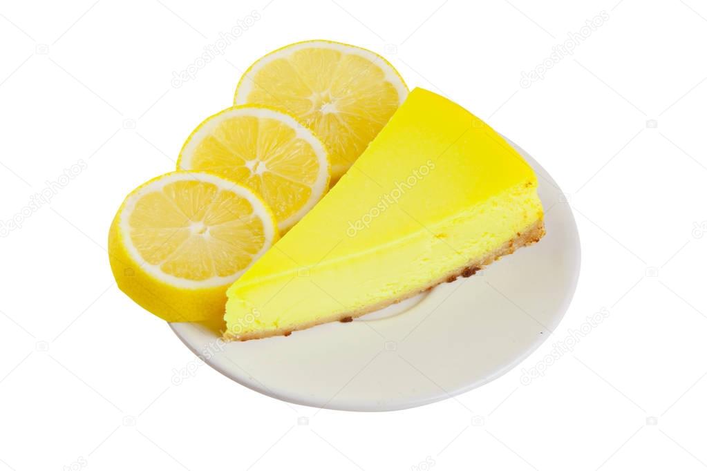 delicious cheesecake with lemon  on  plate