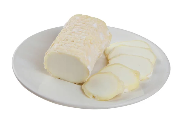 Vynikající čerstvá mozzarella na bílé plotně — Stock fotografie