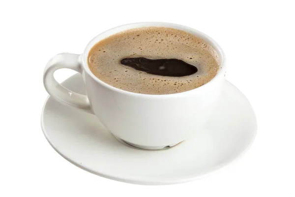 Kopi dalam cangkir kopi dengan biji-bijian alami — Stok Foto