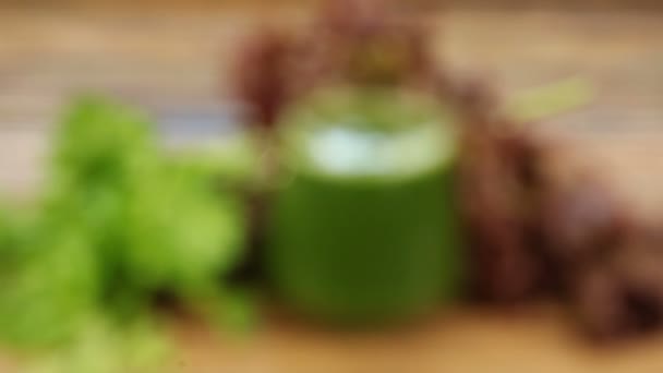 Parsley Celery Juice Glass Table — Stock Video