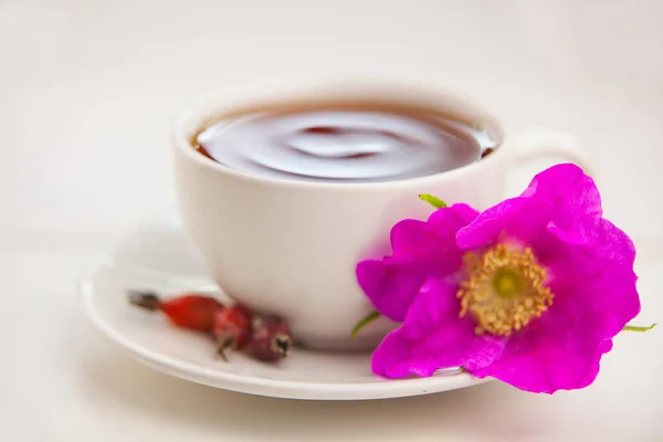 Delicioso té caliente de rosa mosqueta roja — Foto de Stock