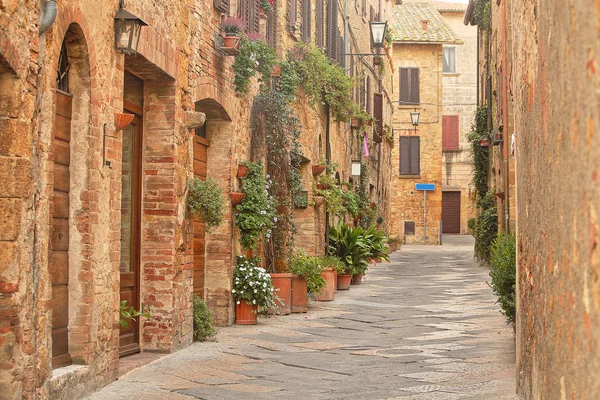 Beautiful Italian street of  small old provincial town Royalty Free Stock Photos