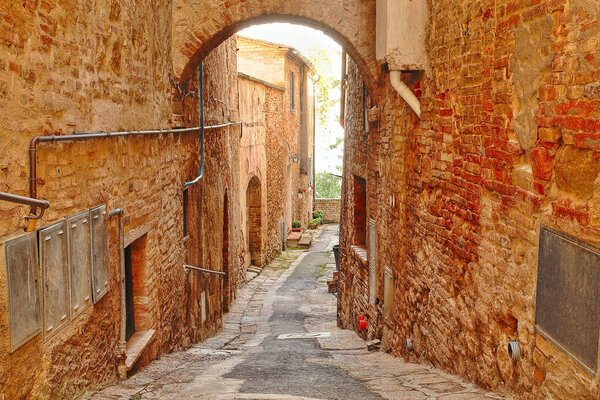 Beautiful Italian street of a small old provincial town