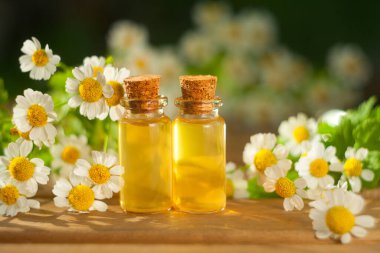 Güzel bir cam kavanozda, masanın üzerindeki çiçeklerin özü.