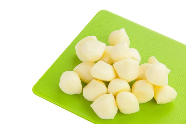Deliziosa Mozzarella Fresca Piatto Bianco — Foto Stock