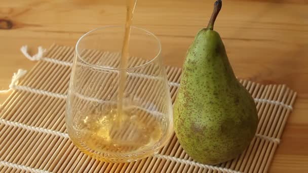 Delicious Fresh Squeezed Pear Juice Transparent Glass — Stock Video