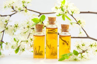 Güzel bir cam kavanozda, masanın üzerindeki çiçeklerin özü.