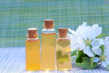 Güzel bir cam kavanozda, masanın üzerindeki çiçeklerin özü.