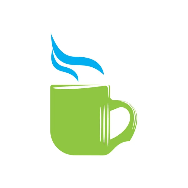 Emblema de caneca verde com vapor — Vetor de Stock