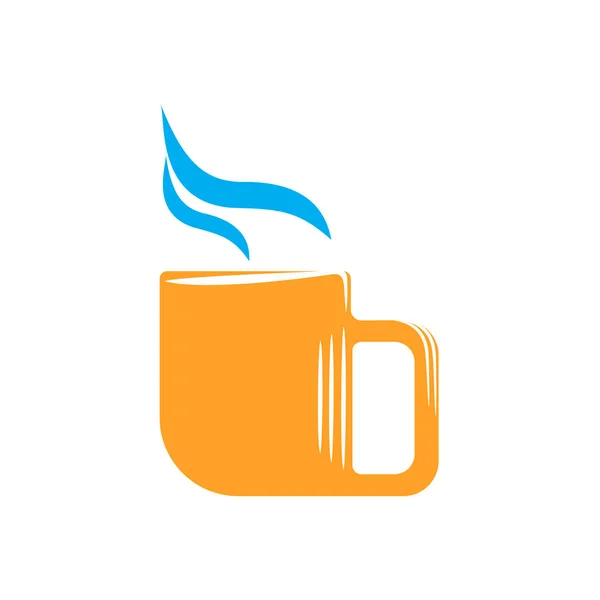 Emblema de caneca laranja com vapor — Vetor de Stock