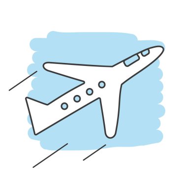 Gökyüzünde uçan beyaz çizgi film uçağı