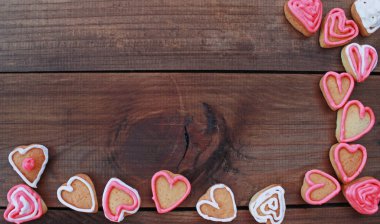 arka plan ile kalp şekli Sevgililer ev yapımı kurabiye