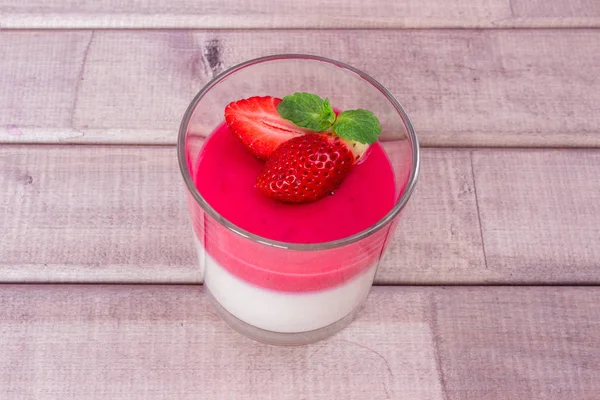 Berries Panna Cotta in a glass — Stock Photo, Image