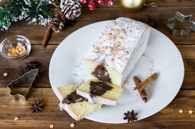 Festival sahne arka plan üzerinde Noel kek