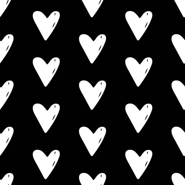 Handgezeichnete Herzen nahtloses Muster — Stockvektor