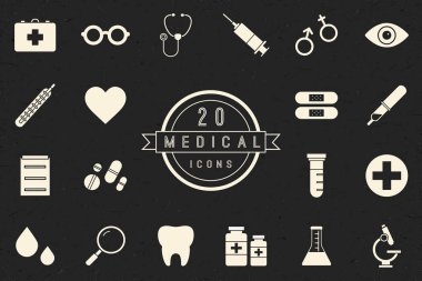 Düz tek renkli tıbbi Icons Collection
