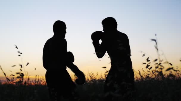 Entrenamiento de boxeo al aire libre — Vídeo de stock