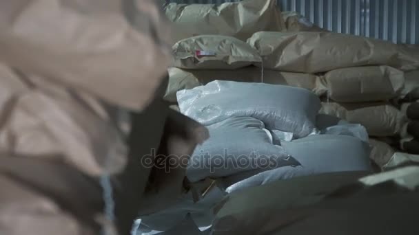 Fond de sacs dans l'entrepôt — Video