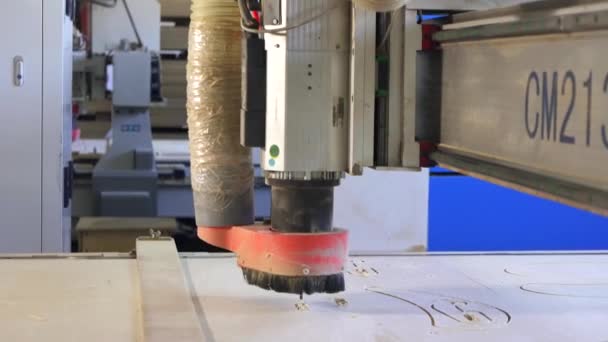 Machines à sculpter le bois laps de temps gros plan — Video