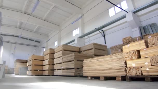 Large commercial warehouse with plywood sun — Stock Video