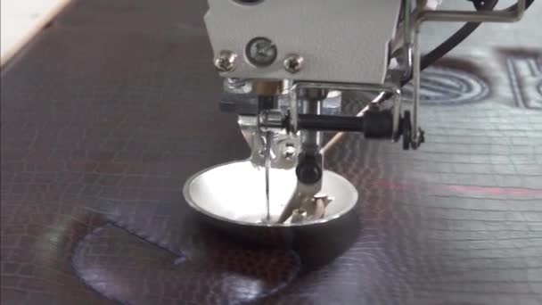 Industriële naaimachine werk close-up — Stockvideo