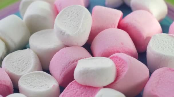 Bombons de marshmallow close-up — Vídeo de Stock