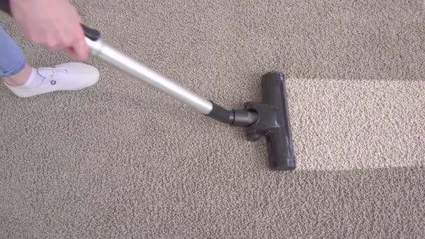 Great carpet cleaning with a vacuum cleaner brush — Stock Video