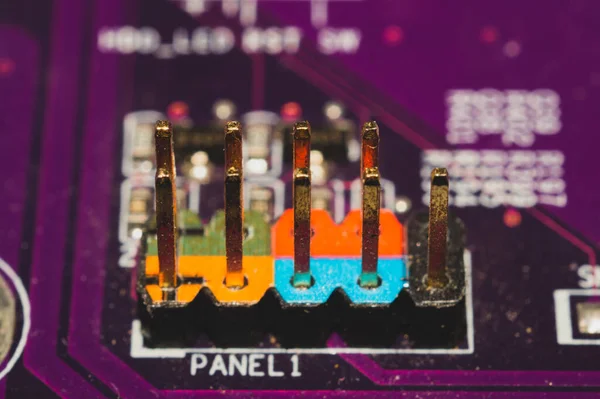 Pins Auf Der Hauptplatine Nahaufnahme Steckverbinder Auf Der Platine Des — Stockfoto