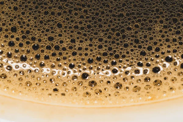 Schiuma Caffè Con Bolle Macro Texture Schiuma Bere Sfondo — Foto Stock