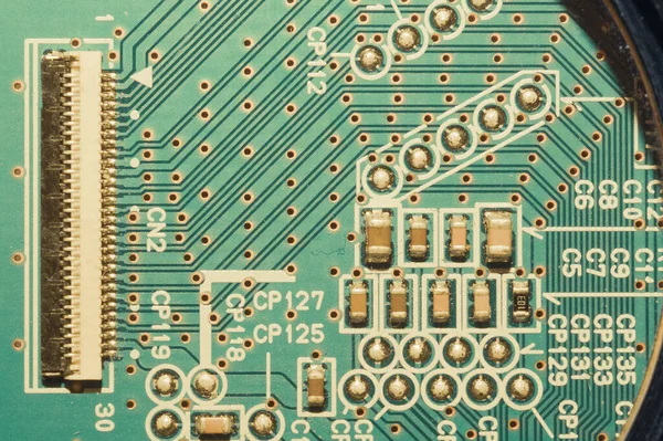 电子电路板抽象背景 电脑主板关闭 现代技术 连接和跟踪的计算机的微量元素 智能技术 — 图库照片