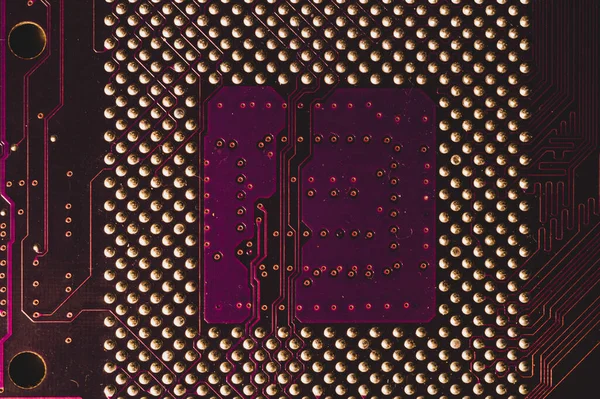 Processor Pinnen Macro Computer Moederbord Dicht Cpu Pinnen Een Printplaat — Stockfoto