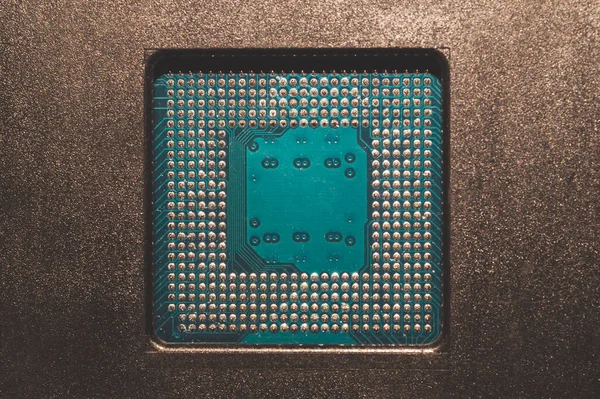 Makro Szpilki Procesora Zamykamy Płytę Główną Komputera Szpilki Cpu Płytce — Zdjęcie stockowe