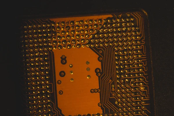 Processor Pins Macro Computer Motherboard Close Cpu Pins Circuit Board — Stock Photo, Image