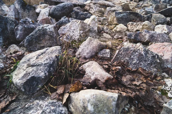 Pile Pierres Fond Tas Rochers Ruines Bâtiments Détruits — Photo