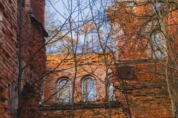 Vieilles Ruines Murs Briques Détruits Ancien Bâtiment — Photo