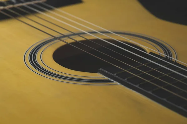 Акустична Гітара Крупним Планом Музичний Інструмент Струни Гітарній Шиї — стокове фото