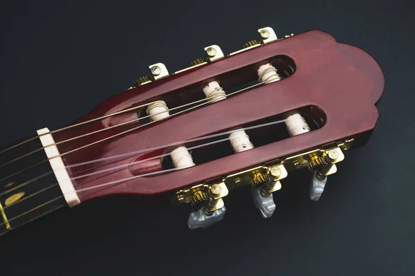 Cabeçote Guitarra Perto Instrumento Musical Acústico — Fotografia de Stock