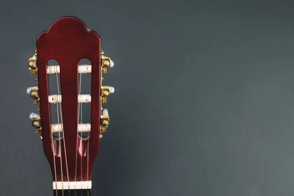 Cabeçote Guitarra Perto Instrumento Musical Acústico Espaço Cópia — Fotografia de Stock