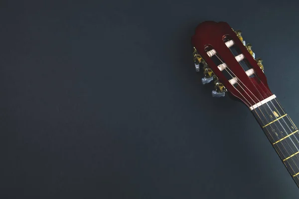 Cabeçote Guitarra Perto Instrumento Musical Acústico Espaço Cópia — Fotografia de Stock