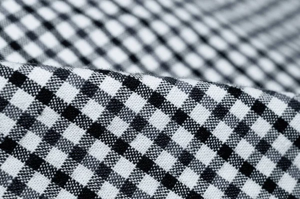 正方形のパターン 黒と白のチェッカー生地 幾何学的背景 — ストック写真