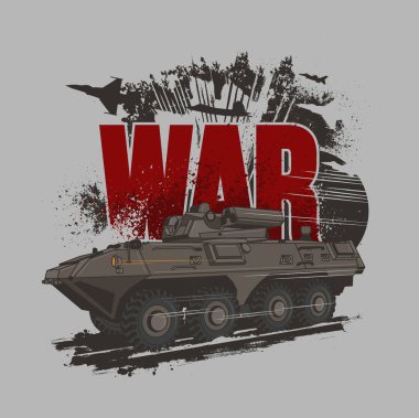 Savaş makinesi ve zırhlı araç vektör çizimi. Poster ve ordu medyası için iyi..